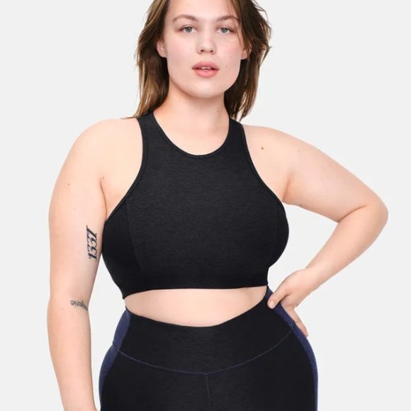 Outdoor Voices Athena Crop Top Black Heather Sports Bra Athletic Medium M - Picture 1 of 7